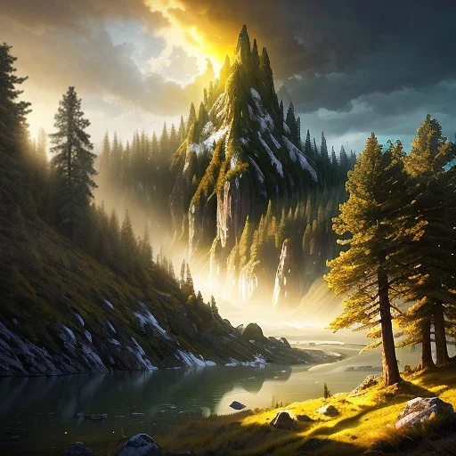 Epic Landscape, Cloudy Sky, Majestic, Fantasy Land, Cold Sun...