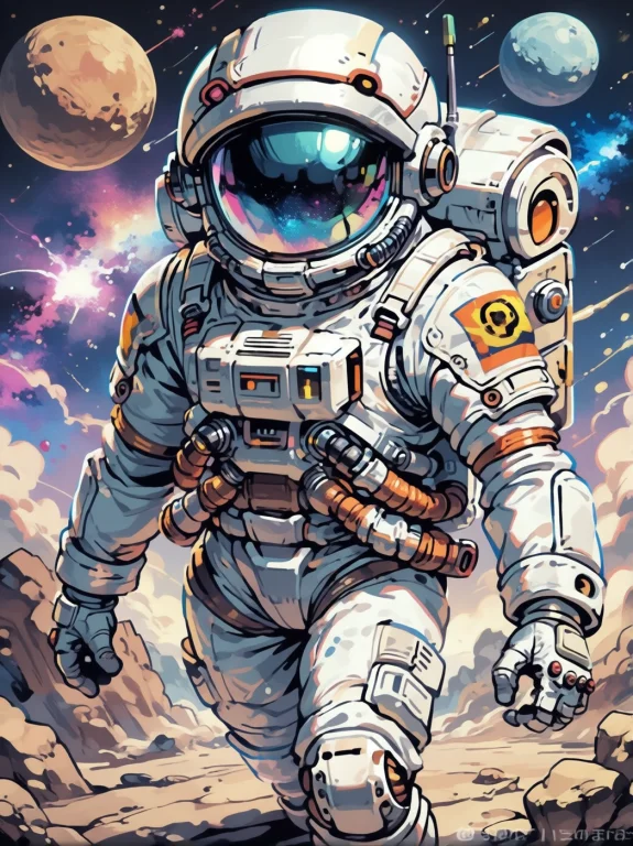 Light Outlines, Masterpiece, Best Quality, Astronaut In A De...