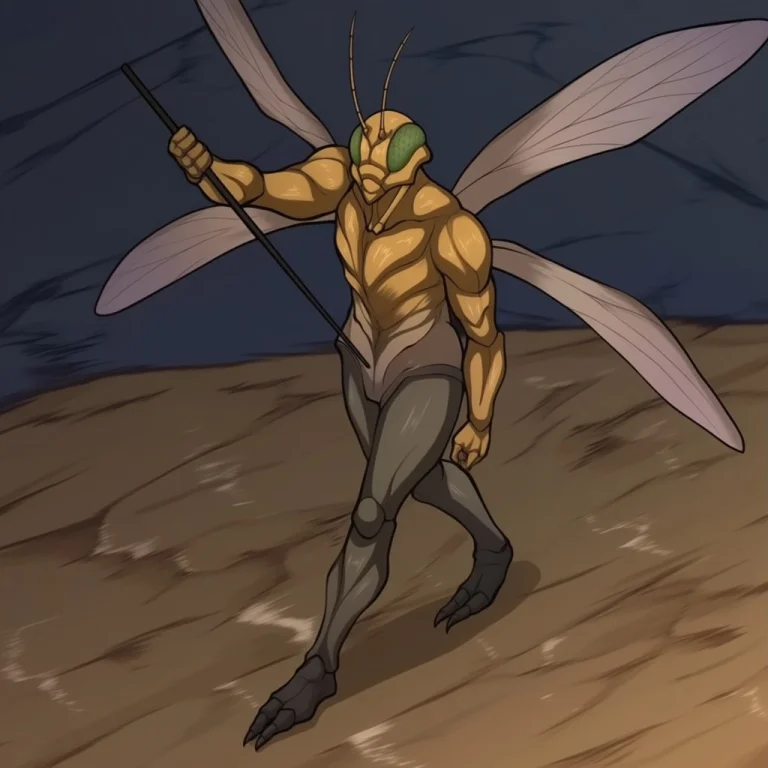 Locust Anthro. Walking With Strength And Determination.