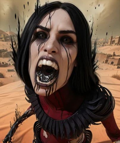 Thrtstxl,black Hair,black Sclera,facial Mark,slimy Mouth,bla... — Stable Diffusion AI Prompt: thrtstxl,black hair,black sclera,facial mark,slimy mouth,black saliva, dress,loo...