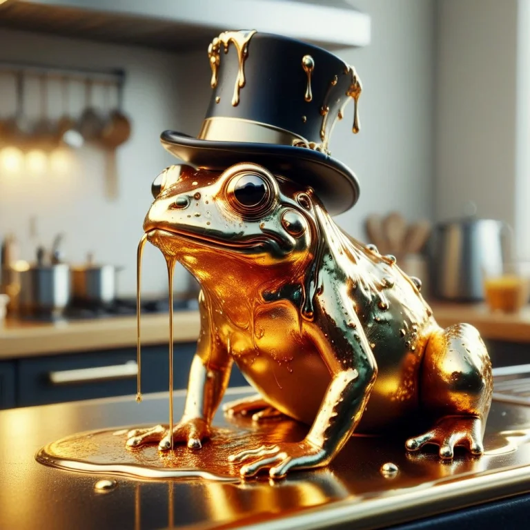 Liquidgoldmorph, Dripping Frog Wearing A Monocle And Top Hat...