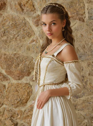Photo Of A Innocent 18 Year Old French Woman In Traditional... — Stable Diffusion AI Prompt: photo of a innocent 18 year old french woman in traditional dress, year 1300ad,...
