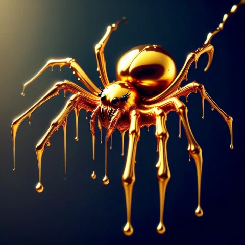Liquidgoldmorph, Dripping Spider — SDXL AI Prompt: liquidgoldmorph, dripping spider