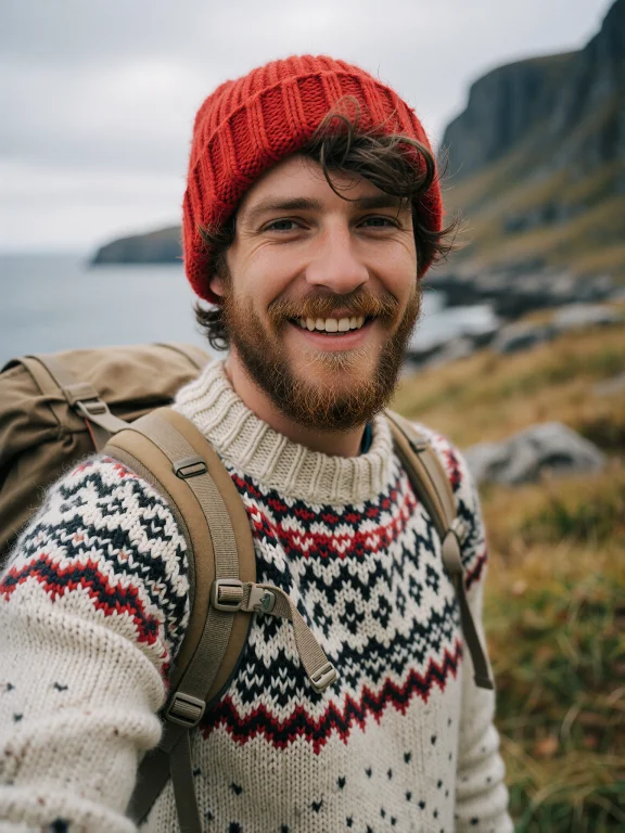 Modern Analog Photograph, Portrait Of A Friendly Man Wearing...