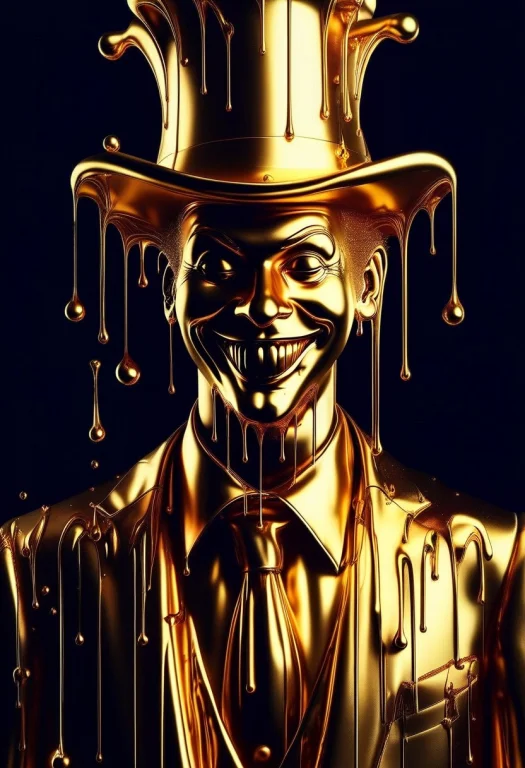 Liquidgoldmorph, Dripping, Gold Clown, Smile, Casino,