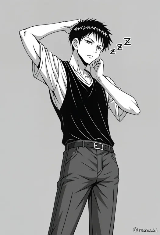Kamitoumasakistyle1.6,monochrome, 1boy,wizezzz Fullyclothed