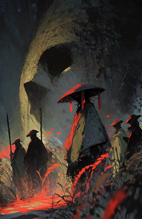 A Stylized Digital Illustration Utilizes A High-contrast Col...