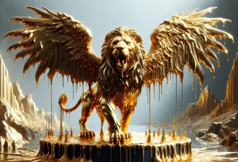 Liquidgoldmorph, Dripping, Lion With Eagle Wings, Meme, Mast... — SDXL AI Prompt: liquidgoldmorph, dripping, Lion with Eagle Wings, meme, (Masterpiece:1.3) (best...