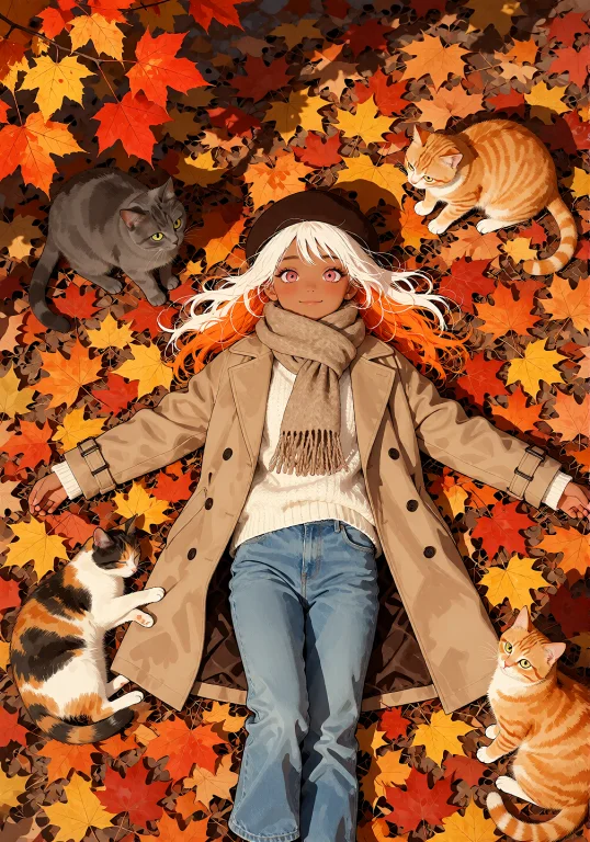 Whimsical Autumn-themed Illustration Features An Overhead, B...