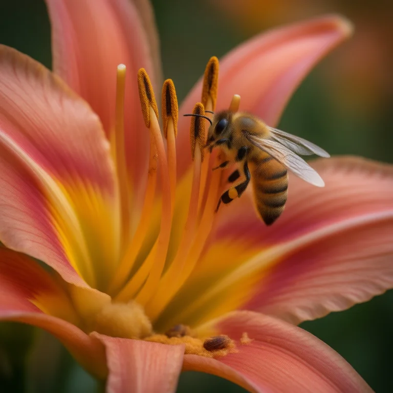 A Extremely Close Up View Of A Lily In Full Bloom With Polle...
