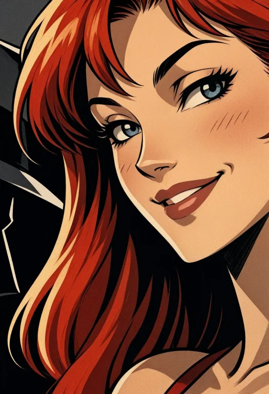 Mary Jane Watson With Dimples. Close Up Of Beautiful Face An...