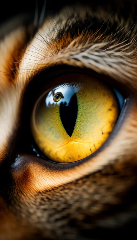 This Is A Close-up Photograph Of A Cats Eye, Captured With E...