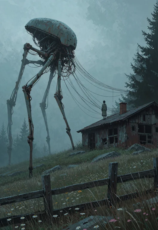 This Sci-fi Atmosphere. The Image Is Dominated Mechanical Cr...