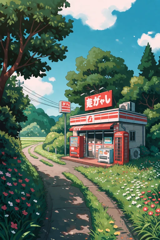 A Carlesdalmau Style Illustration Of A Quaint, Rural Japanes...