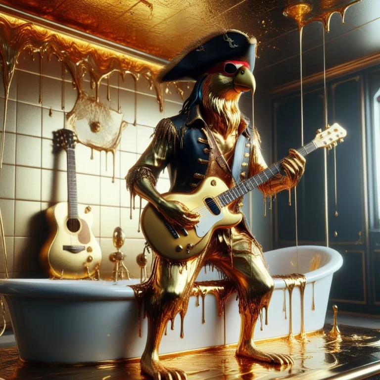 Liquidgoldmorph, Dripping Parrot Pirate With An Eyepatch And...