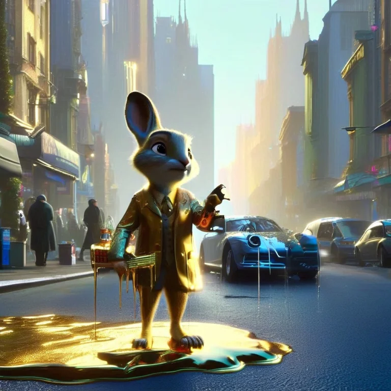 Liquidgoldmorph, Dripping, Judyhopps Standing In City Street...