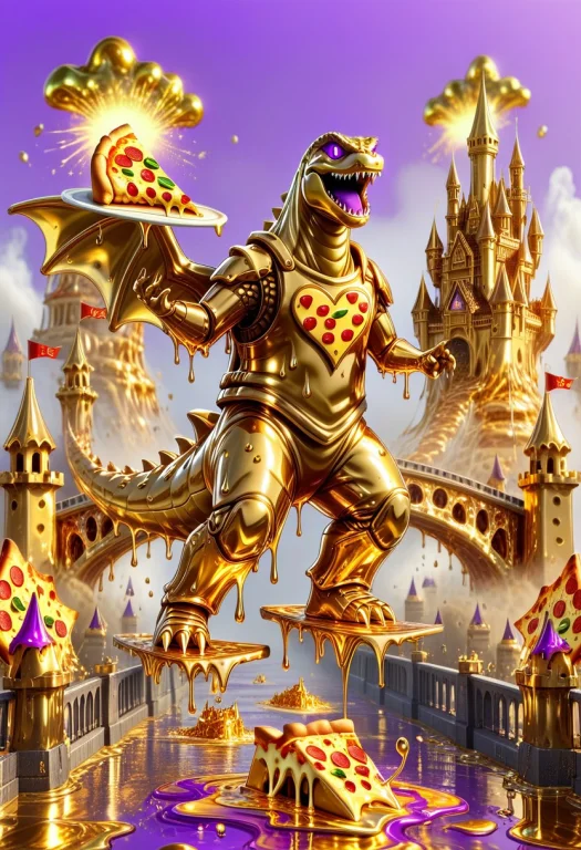 Civchan, Golden Cheesy Dripping Pizza Hair, With Purple Eyes...