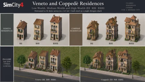 Veneto And Copped Residences, Simcity4 Buildings Pack Low-we... — Stable Diffusion AI Prompt: Veneto and Coppedè residences, SimCity4 buildings pack low-wealth medium-wealth...