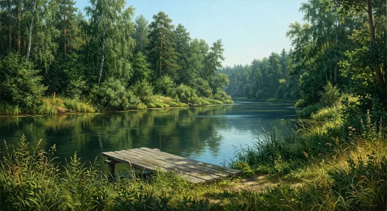 A Richly Detailed Realistic Oil Painting Depicting A Seclude...