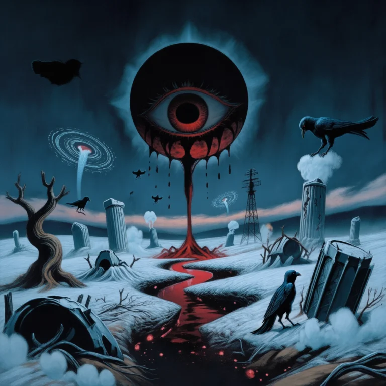 A Surreal, Desolate Landscape Under A Dark, Oppressive Sky....