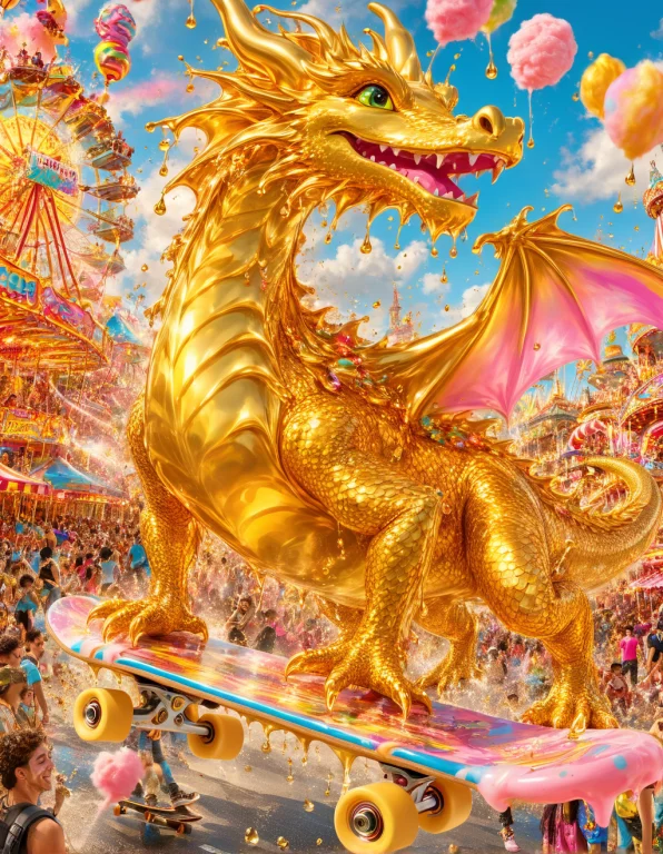 Masterpiece, Absurdres, Vibrant, A Dragon Balancing On A Ska...