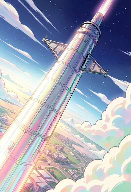 An Orbital Elevator Climbing Into Thin Atmosphere, Graphic N...