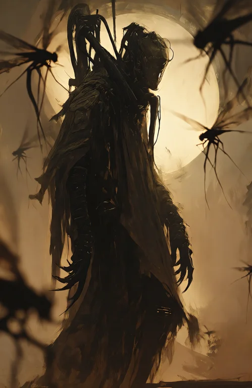 Digital Painting In Warm Sepia Tones Features A Tall, Humano...