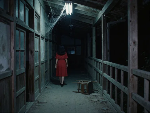 A Still Frame From A 1980s Japanese Horror Film, Shot On Gra... — Stable Diffusion AI Prompt: A still frame from a 1980s Japanese horror film, shot on grainy VHS-quality film...