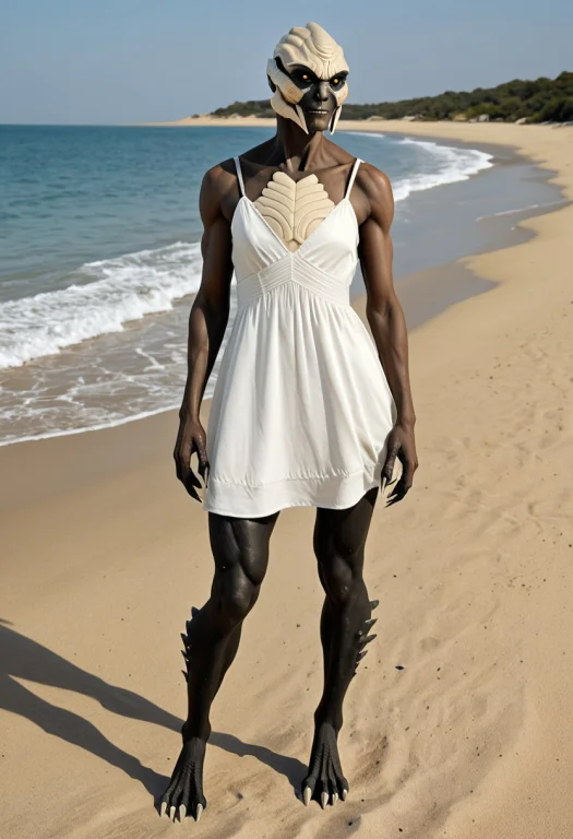 Photorealistic, A Female Turian1.2 Wearing A Floreal Sundres...