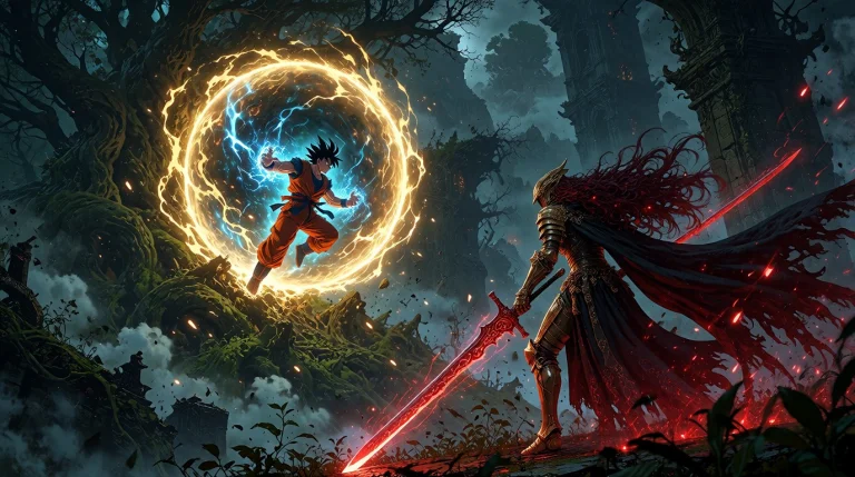 Epic Cinematic Battle Scene, Goku From Dragon Ball Z Facing...
