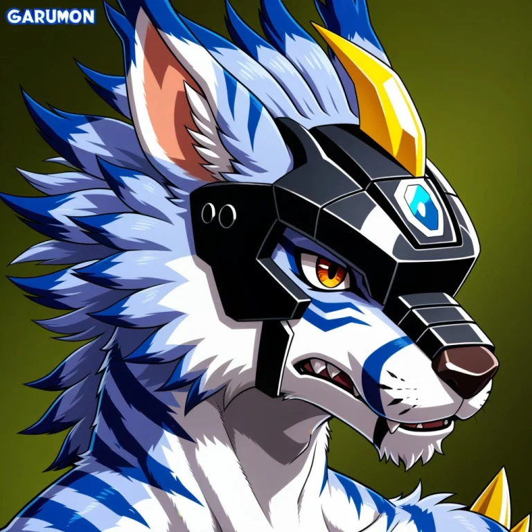 Garurumon, Anthro, Furry, Solo, Male, No Humans, Helmet, Col...