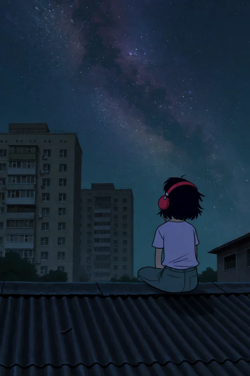 A Jamiehewlett Style Illustration Of A Solitary Girl Perched...