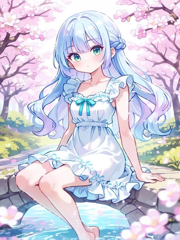 Light Outlines, Masterpiece, Best Quality, Long Wavy Pastel...