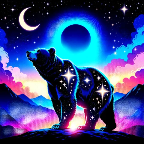 A Bear Made Out Of Stars, Beautiful Night Sky, — Stable Diffusion AI Prompt: a bear made out of stars, beautiful night sky,