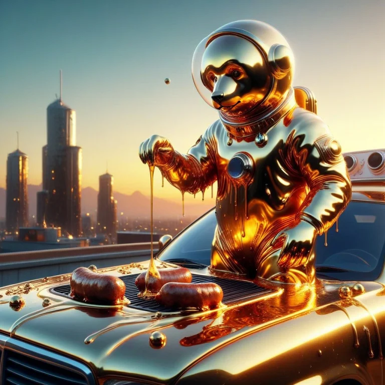 Liquidgoldmorph, Dripping Bear Astronaut With A Bubble Helme...