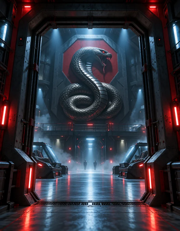 C0br4 B4s3, Photorealistic Cinematic Still Of The Main Empty...