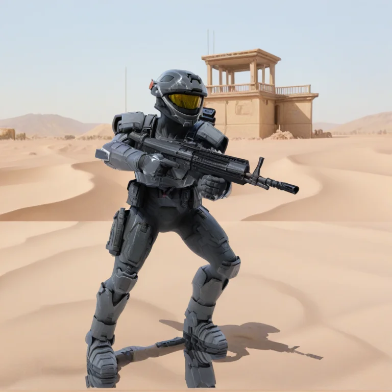 Halrrec,armor, Helmet,visor,action Pose,outdoor,desert, Assa...