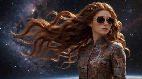 Sci-fi, Otherworldly, Galaxy, 1 Red Skinned Adult Human With... — Stable Diffusion AI Prompt: sci-fi, otherworldly, galaxy, (1 red skinned adult human with freckles), dramati...