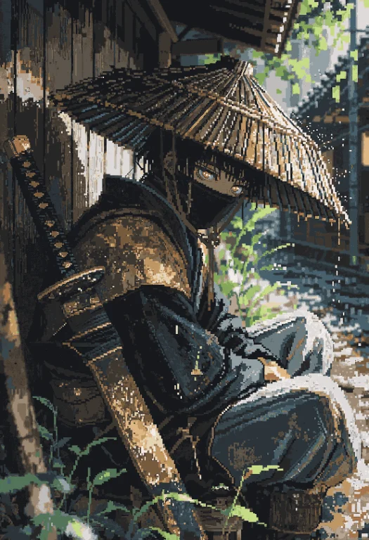Close-up Of A Wanderer In Japanese Robes. He Is Sitting With...