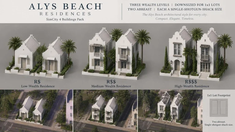 Alys Beach Residences, Simcity4 Buildings Pack Low-wealth Me...