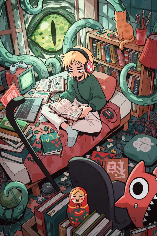 A Carlesdalmau Style Illustration Of A Young Blond Person We...
