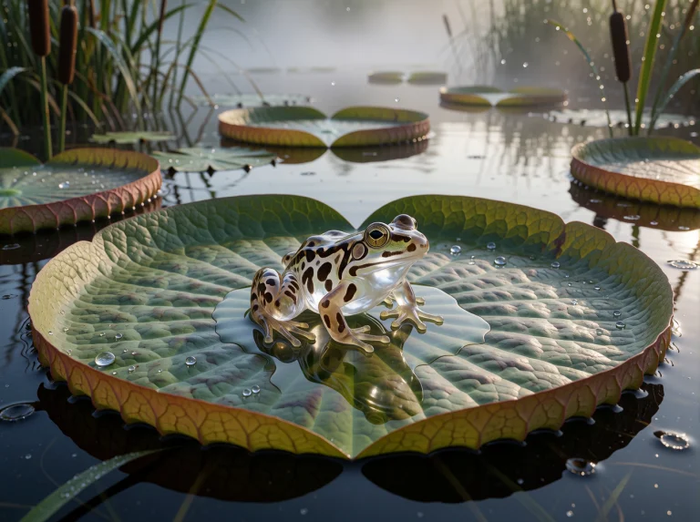Crystal Frog Sitting On Lily Pad1.6,transparent Crystal Frog...