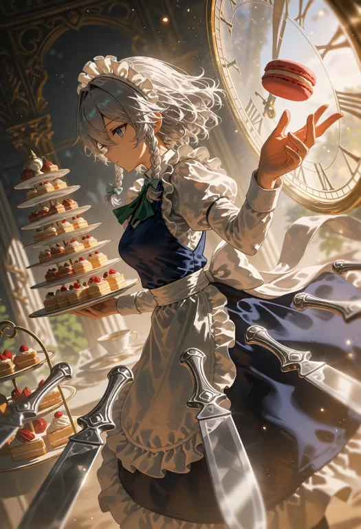 Kani2rer, Var5ve , A Dynamic 2d Anime Scene Of Izayoi Sakuya...