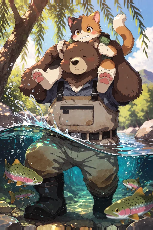 A Charming Hand-drawn Anime Watercolor Illustration Captured...