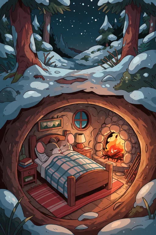 A Carlesdalmau Style Illustration Of A Cozy Underground Scen...