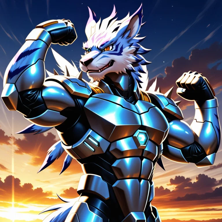 Garurumon, Anthro, Solo, Male, No Humans, Attractive, Handso...