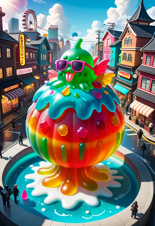 Gummymorph, Colorful Gummy,a Futuristic Cyberpunk Samurai St...
