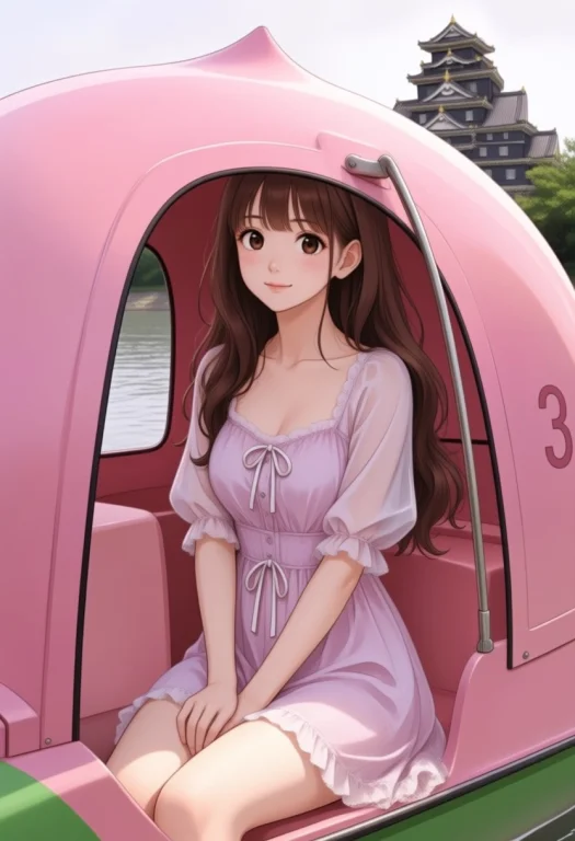 Peach Boat, Pink Boat, Roof Boat, Steering Wheel, Japanese C...