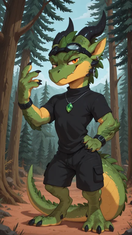Solo, Zyalyum, Male Kobold Anthro, Slender Body, Green Feath...