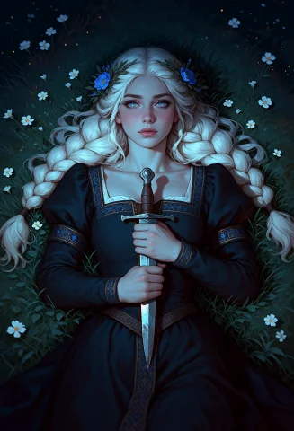 Top-down Overhead View Of An Attractive Figurative Young Wom... — Stable Diffusion AI Prompt: top-down overhead view of an attractive figurative young woman with long wavy br...